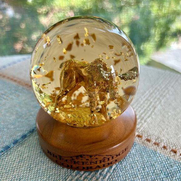 Vintage Golden Rain Snow Globe with 24K Gold Flakes and Elk Figurine - Picture 1 of 12